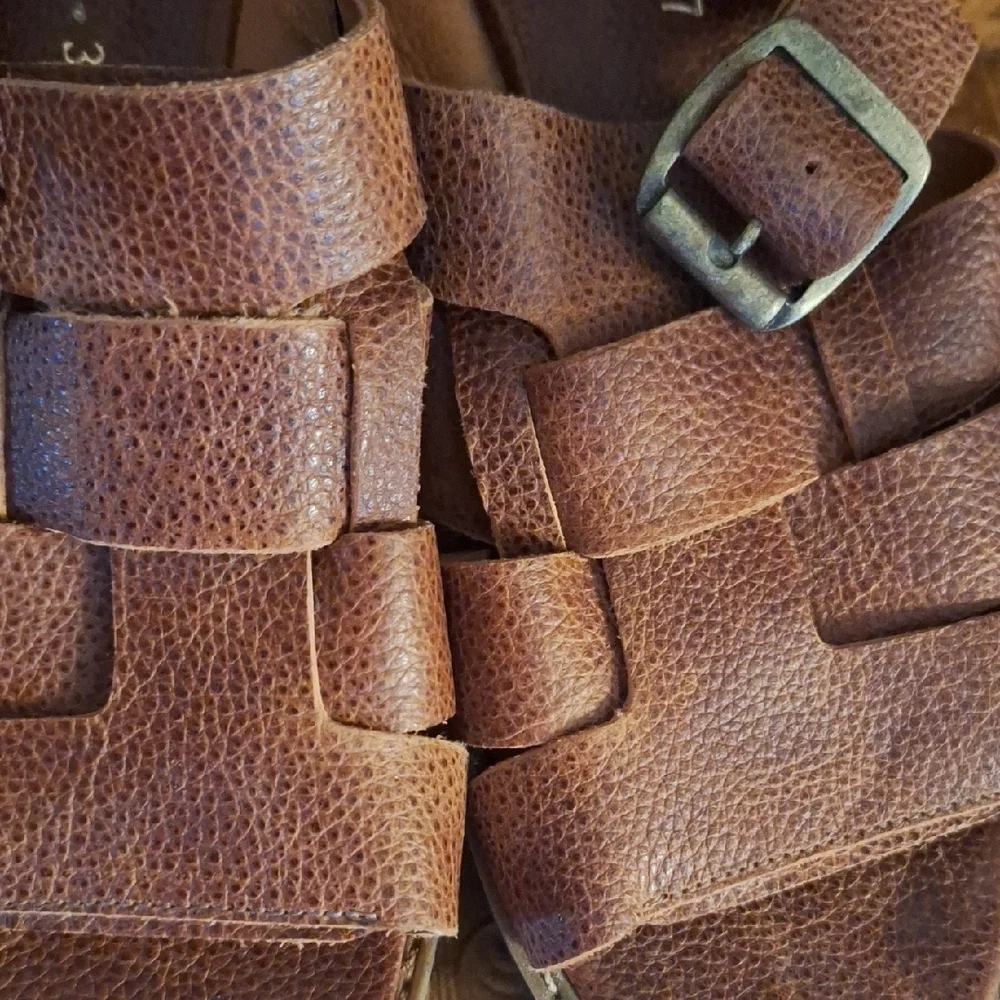 Romano Brown Leather Rugged Platform Sandals